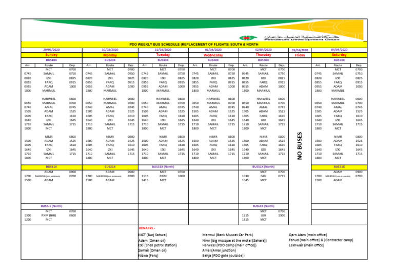 Bus Schedule (Replacement of Flights) | PDF