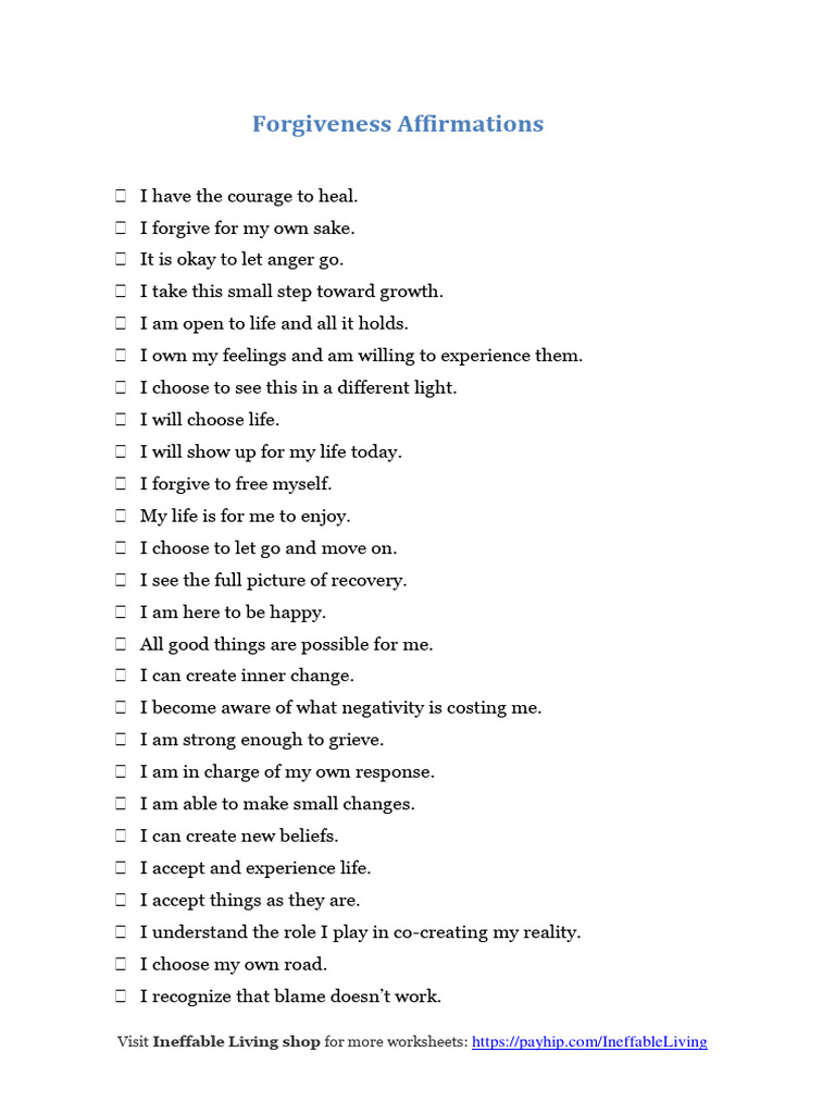 Affirmations for Forgiveness and Healing | PDF