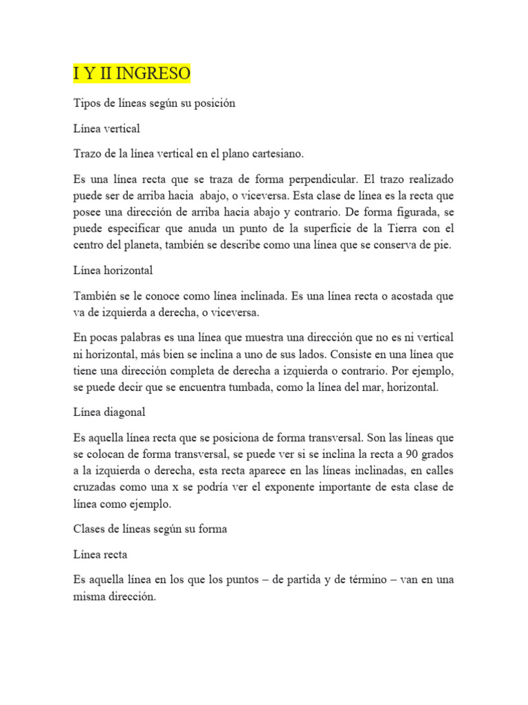 Expesion Artistica La Lnea I y Ii Ingreso | PDF