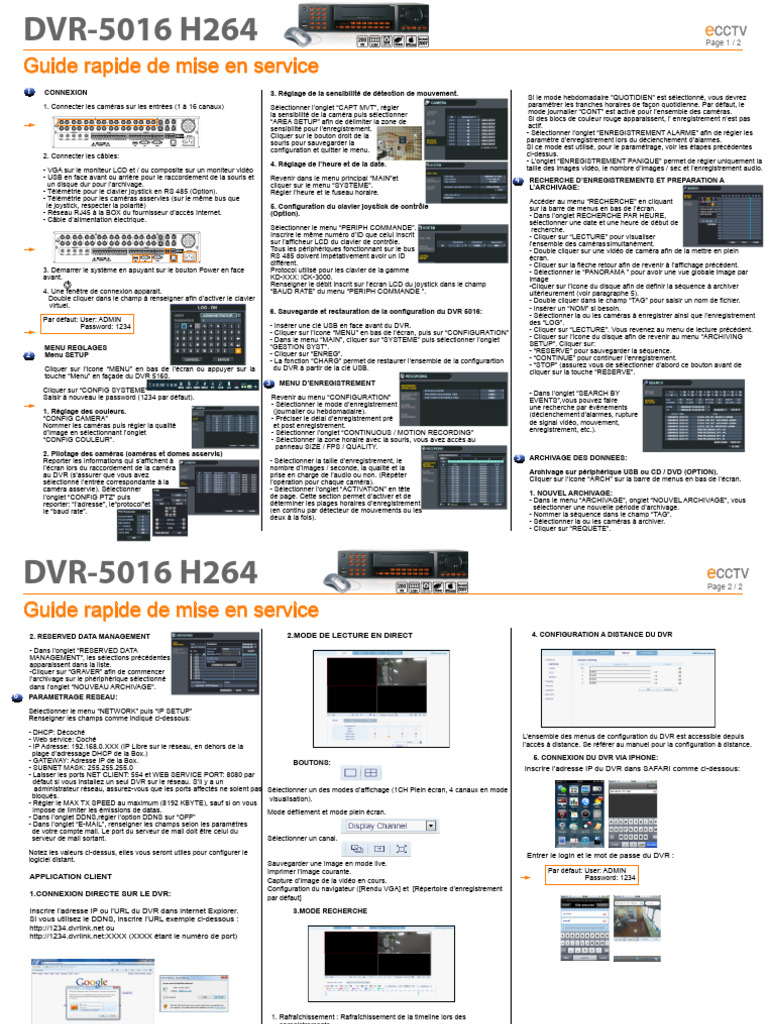 Guide de configuration DVR-5016 H264 | PDF | Télécommunications ...
