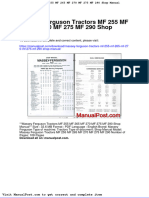 Massey Ferguson Tractors MF 255 MF 265 MF 270 MF 275 MF 290 Shop Manual