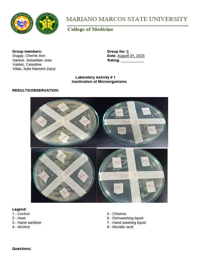 Laboratory Activity 1 MICROBIOLOGY PDF Sterilization