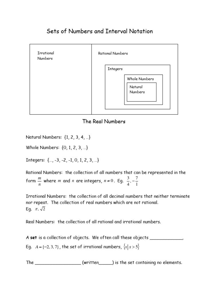 Week 1 1 number sets and interval notation blank pdf