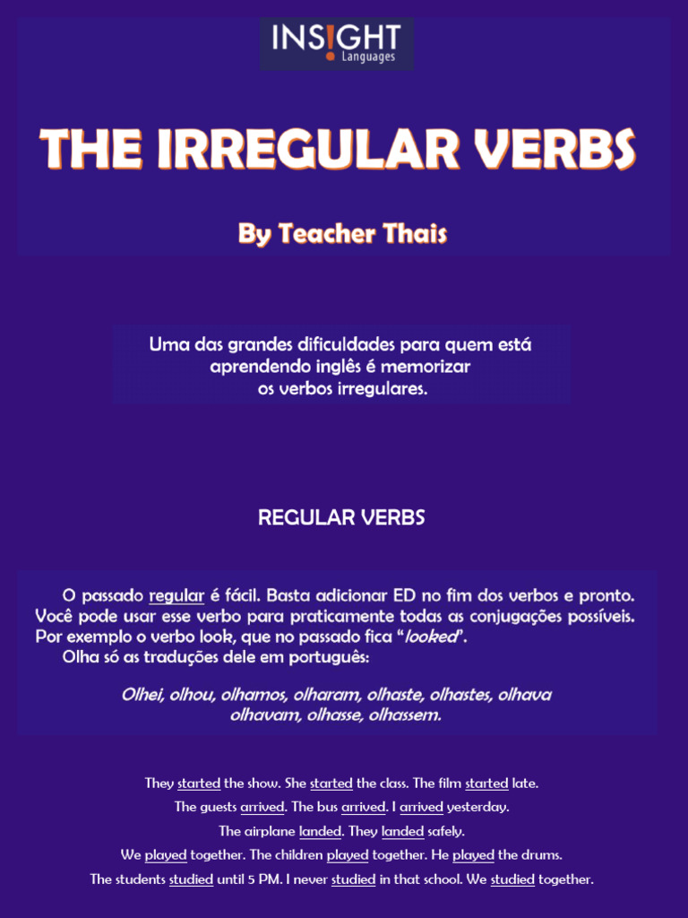 Verbos Regulares e Irregulares em Inglês | PDF | Artes Linguísticas e ...