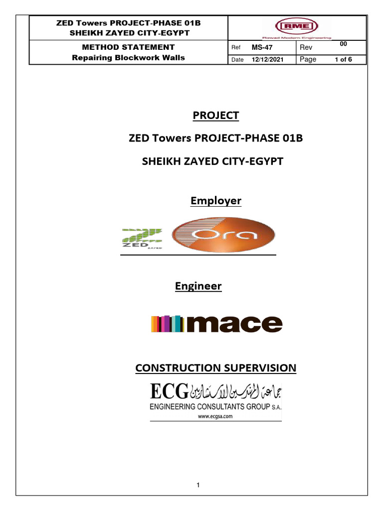 Blockwork Wall Repair Method Statement | PDF | Specification (Technical ...