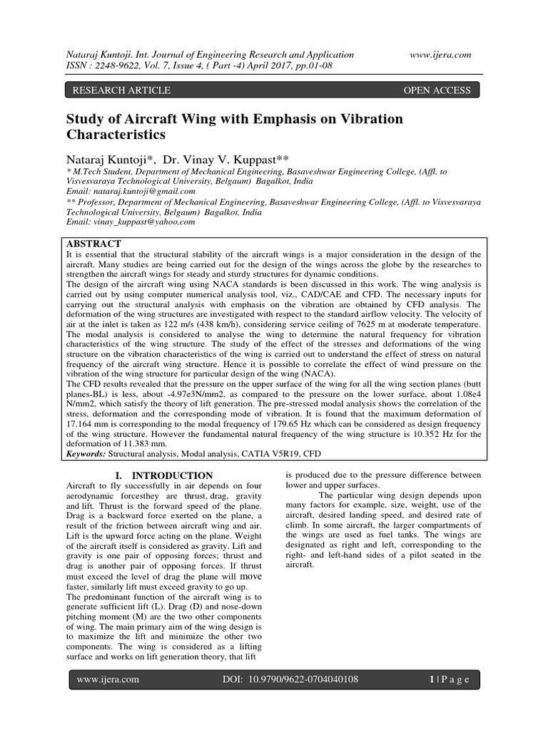 Aircraft Wing Vibration Analysis Study | PDF | Technology & Engineering