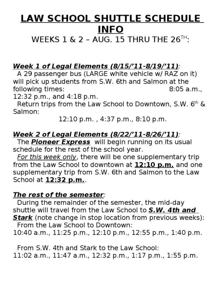 Shuttle Schedule | PDF | Travel