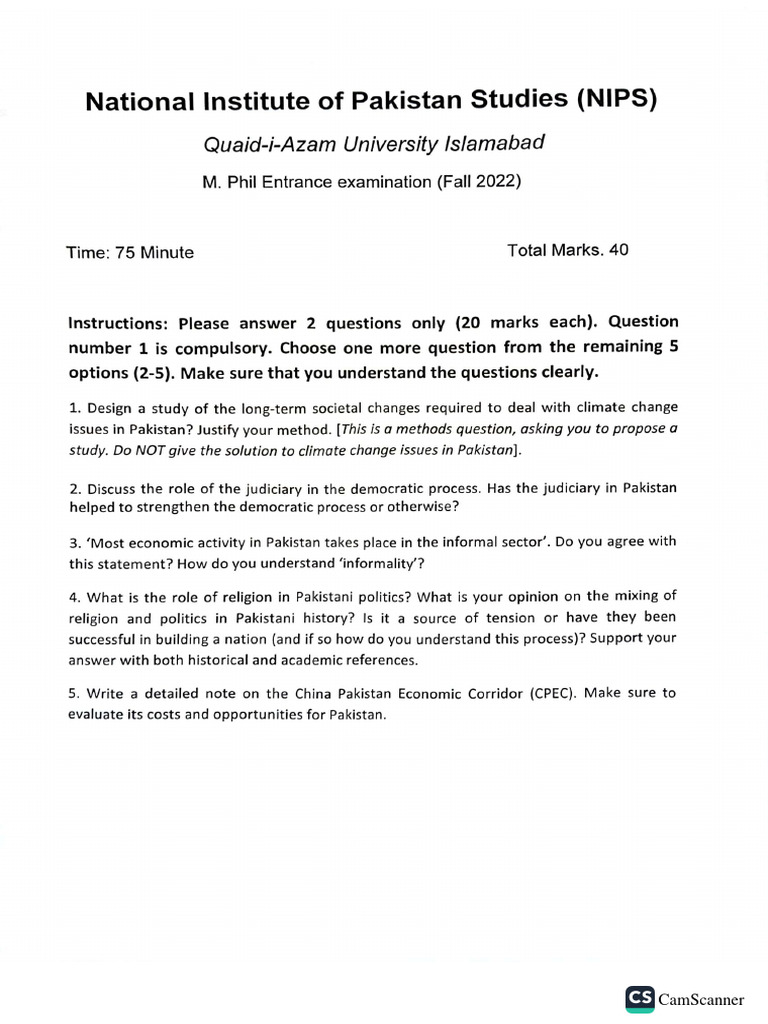 Mphil nips past paper pdf