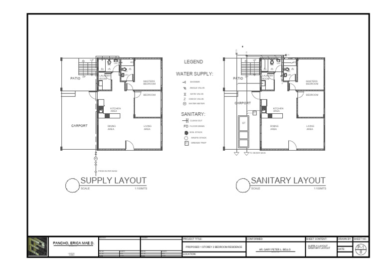 Sanitary Layout Plan for Residence | PDF | Sewerage | Environmental ...