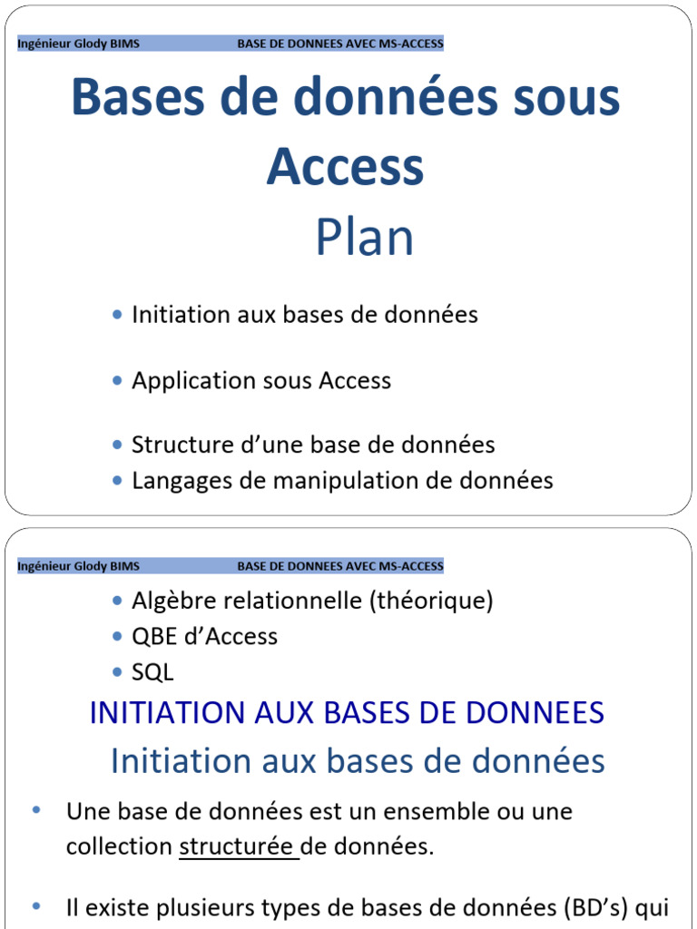 Bases de données avec MS-Access | PDF | Microsoft Access | Bases de données