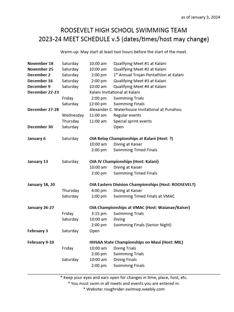 schedule PDF