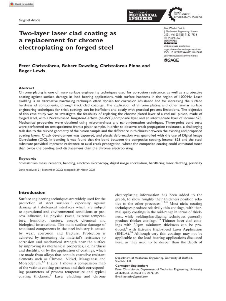 Two Layer Laser Clad Coating As A Replacement For Chrome Electroplating ...