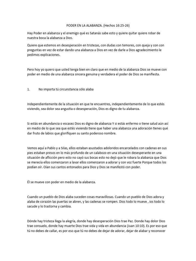 Poder de la Alabanza a Dios | PDF | Dios