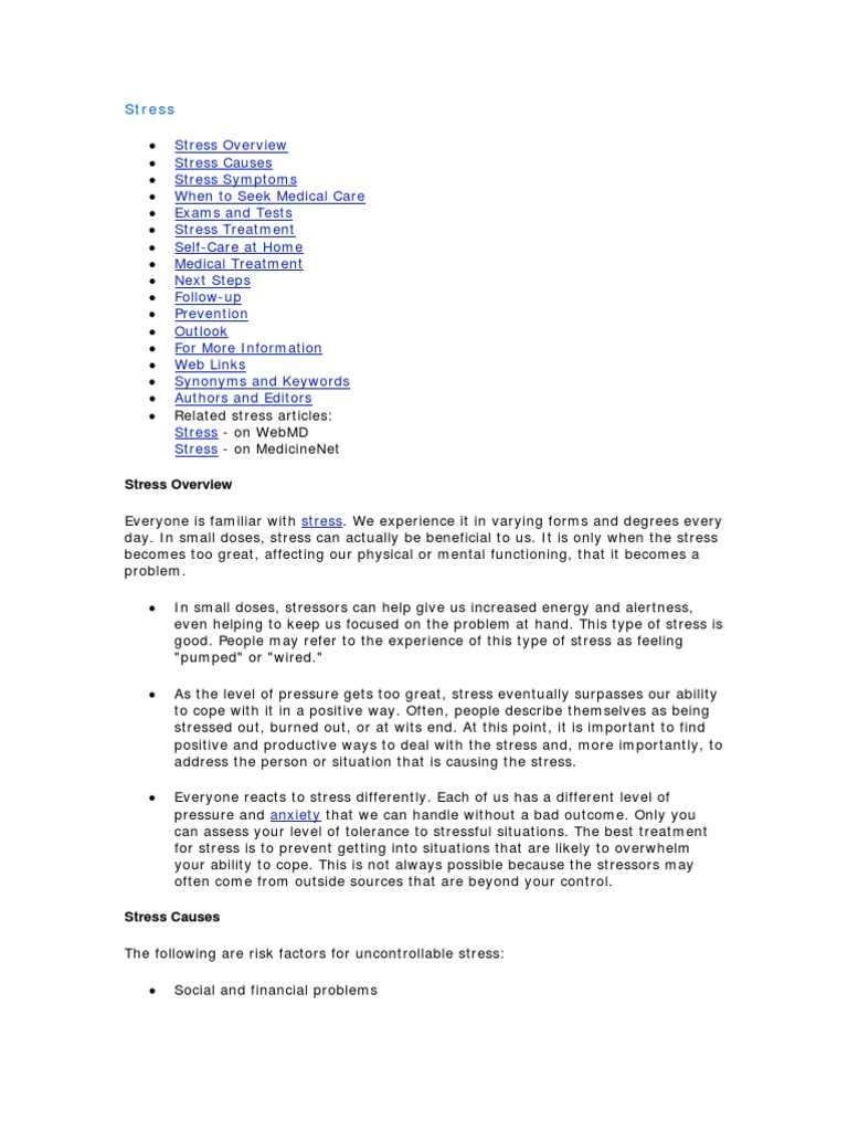 Understanding Stress: Causes and Solutions | PDF | Adrenal Gland ...