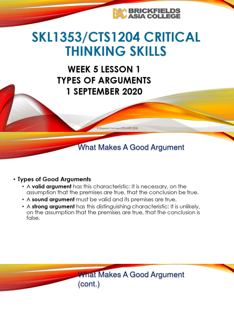 Week 4 Slides On Deductive And Inductive Arguments Pdf