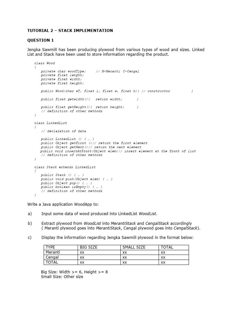 TUTORIAL 2 – STACK IMPLEMENTATION | PDF