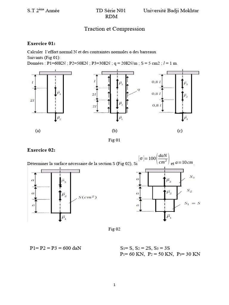 Calculs de Traction et Compression en RDM | PDF