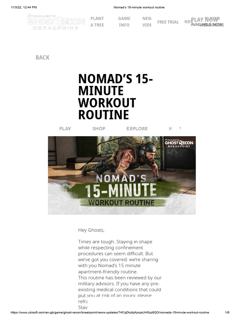Nomad's 15-Minute Home Workout | PDF
