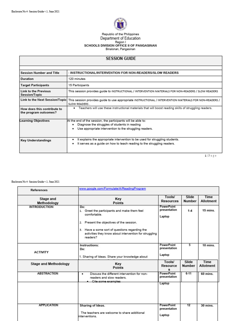 Formulating projects for reading programs session guide lily pdf