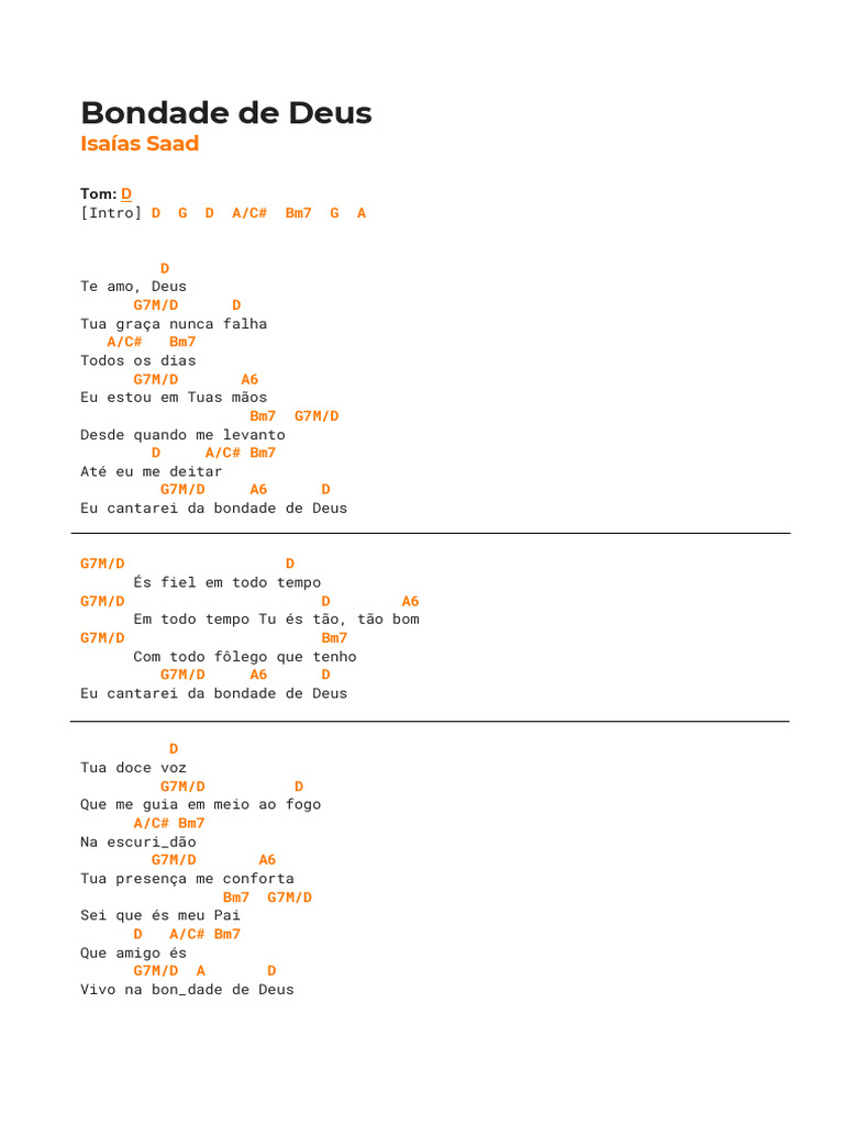 Bondade de Deus Cifra PDF