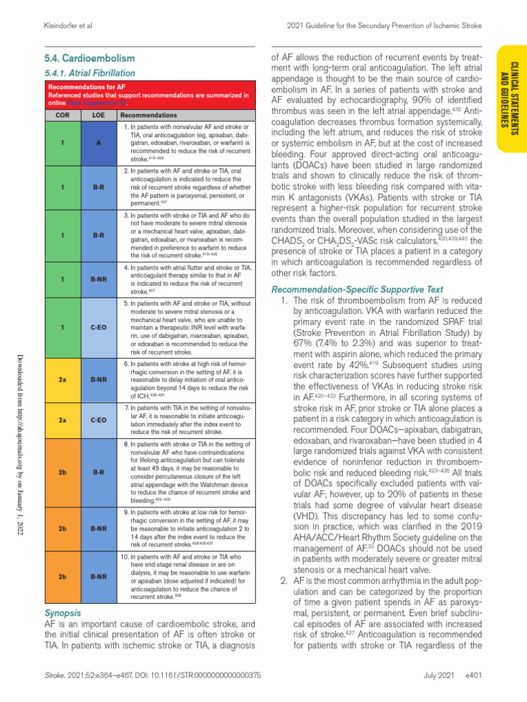 AHA ASA CVD NH and TIA Prevention 2021 - Removed | PDF | Stroke ...