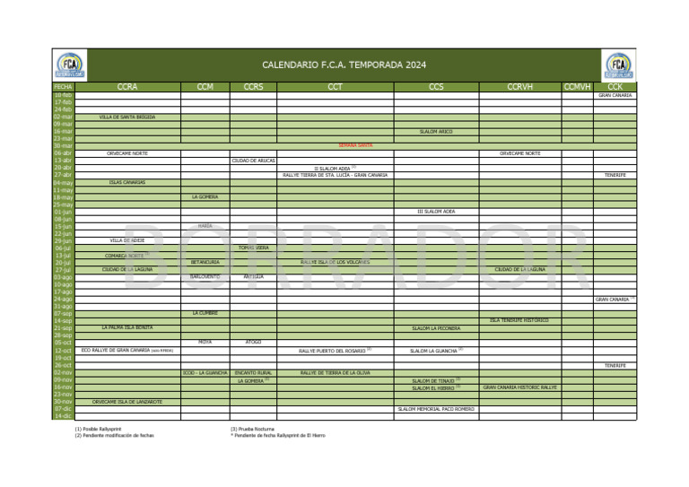 Calendario Provisional Automovilismo en Canarias | PDF