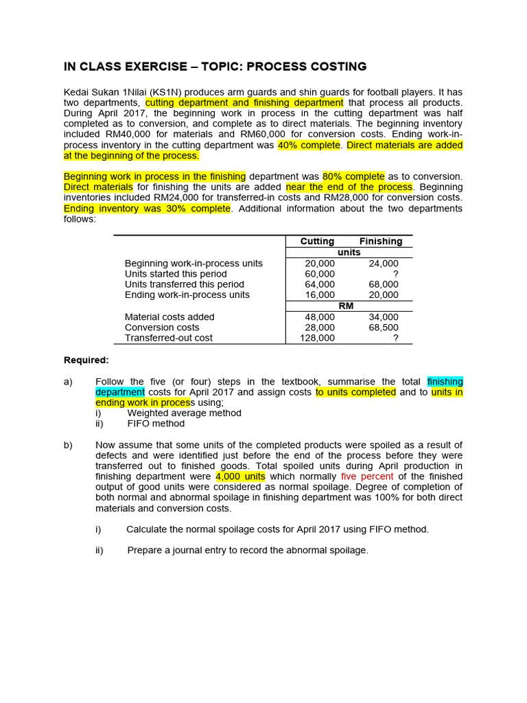 Process Costing Analysis for KS1N | PDF