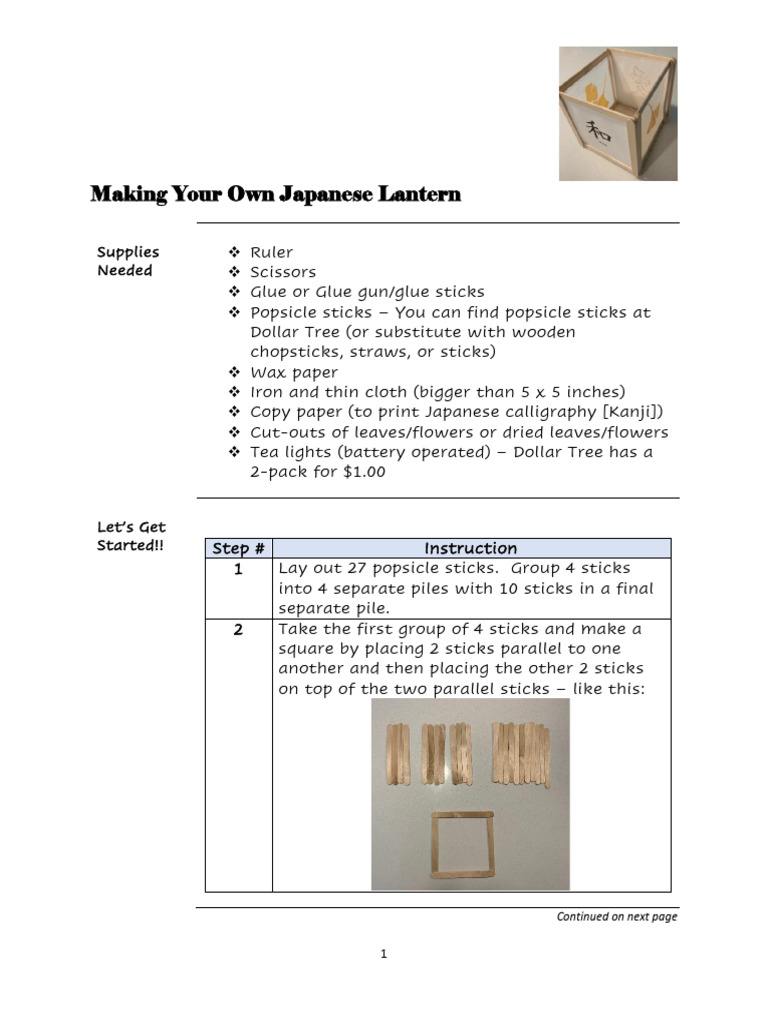 DIY Japanese Lantern Instructions | PDF