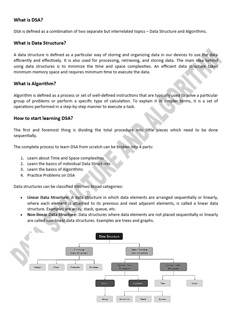 What Is DSA?: Linear Data Structure: A Data Structure in Which Data ...