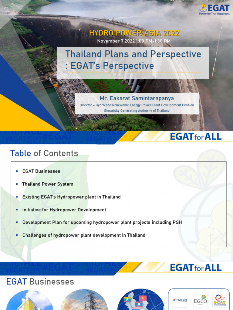 EGAT's Hydropower Development Plans | PDF | Hydroelectricity | Electric ...