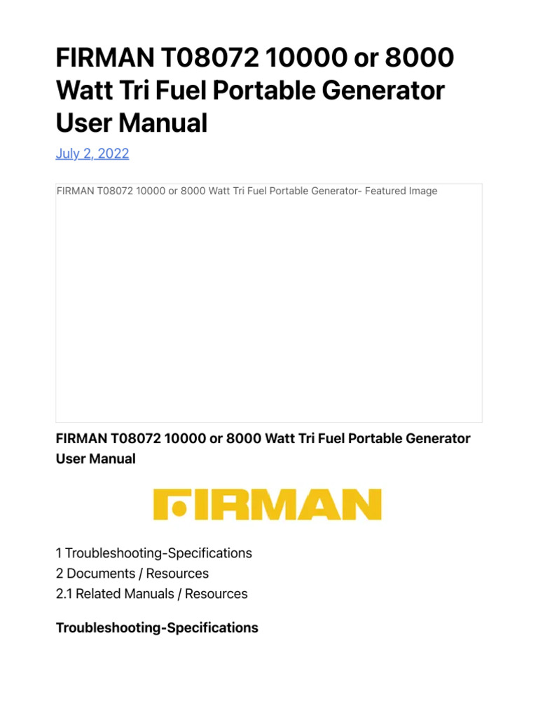 Firman Generator Troubleshooting: Quick Fixes and Tips