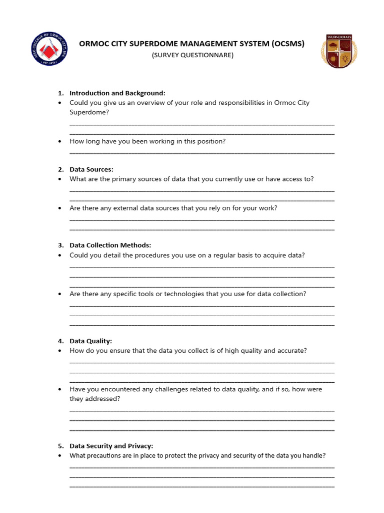 Ormoc City Superdome Data Management Survey | PDF | Data | Data Analysis