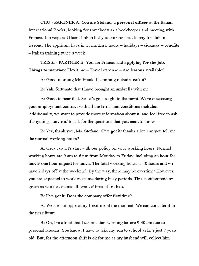 Bookkeeper Job Interview Summary | PDF | Language Arts & Discipline