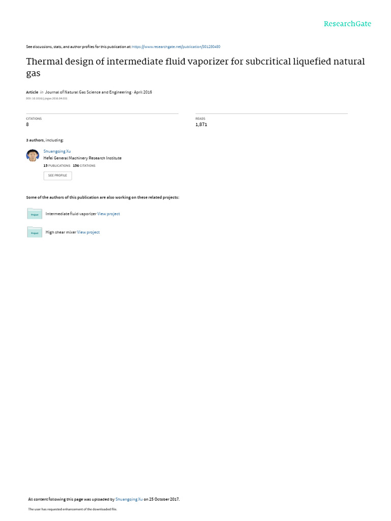 Calculation Research For LNG Vaporizer PDF Heat Transfer Boiling