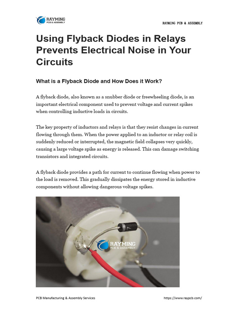 Using Flyback Diodes in Relays Prevents Electrical Noise in Your