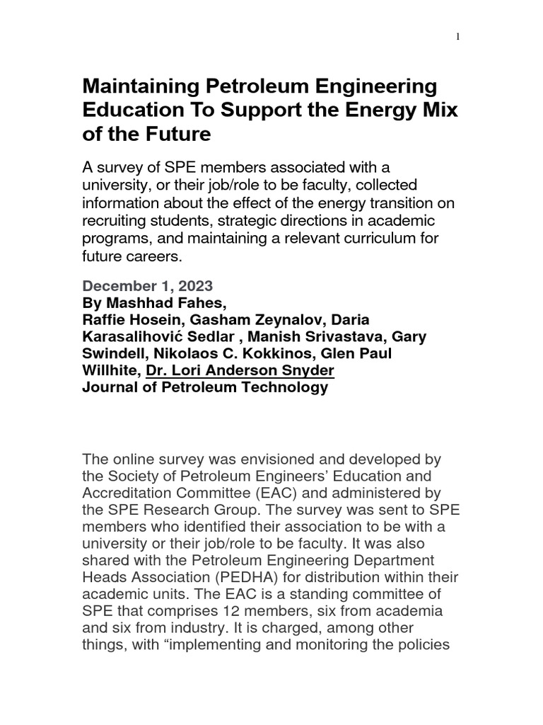 Maintaining Petroleum Engineering Education | PDF | Science & Mathematics