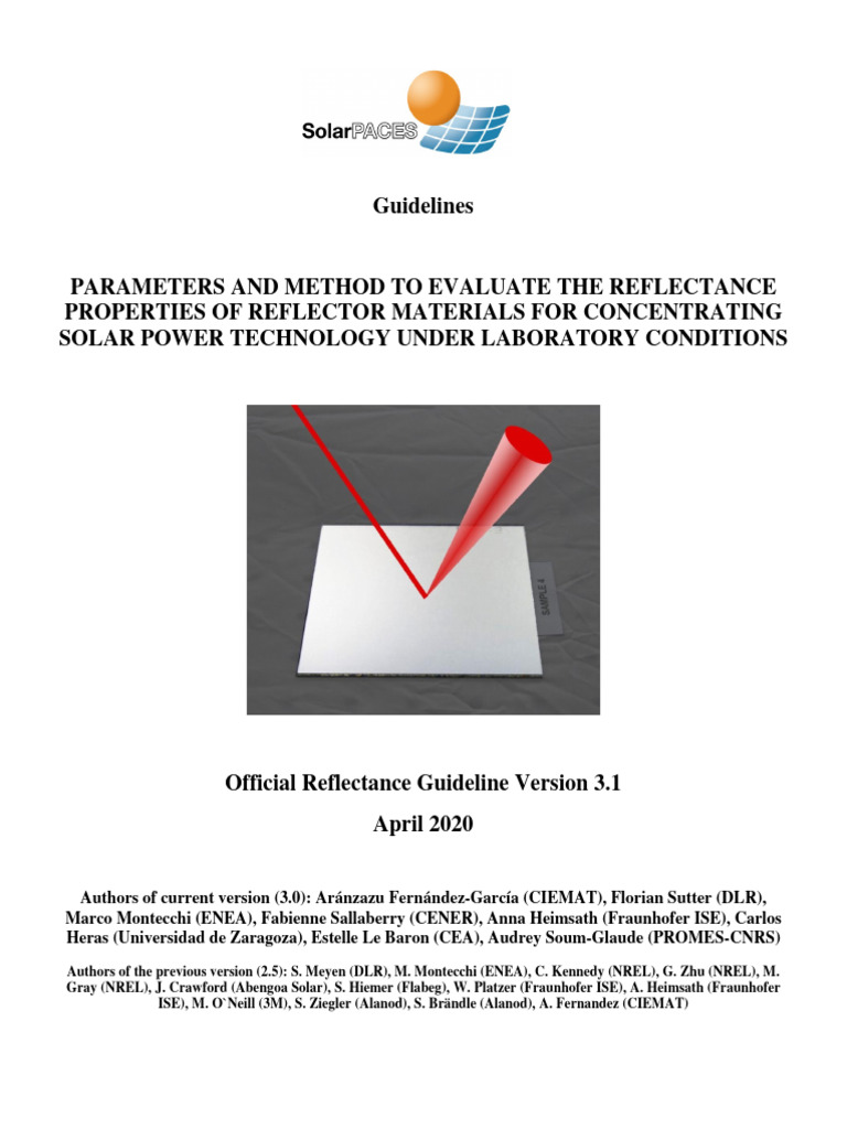 SolarPACES Reflectance Guidelines V3.1 | PDF