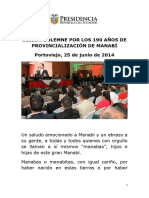 2014 06 24 Sesión Solemne 190 Años Provincialización Manabi