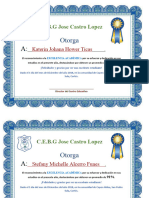 Diplomas de Excelencia Academia y Honor Al Merito.