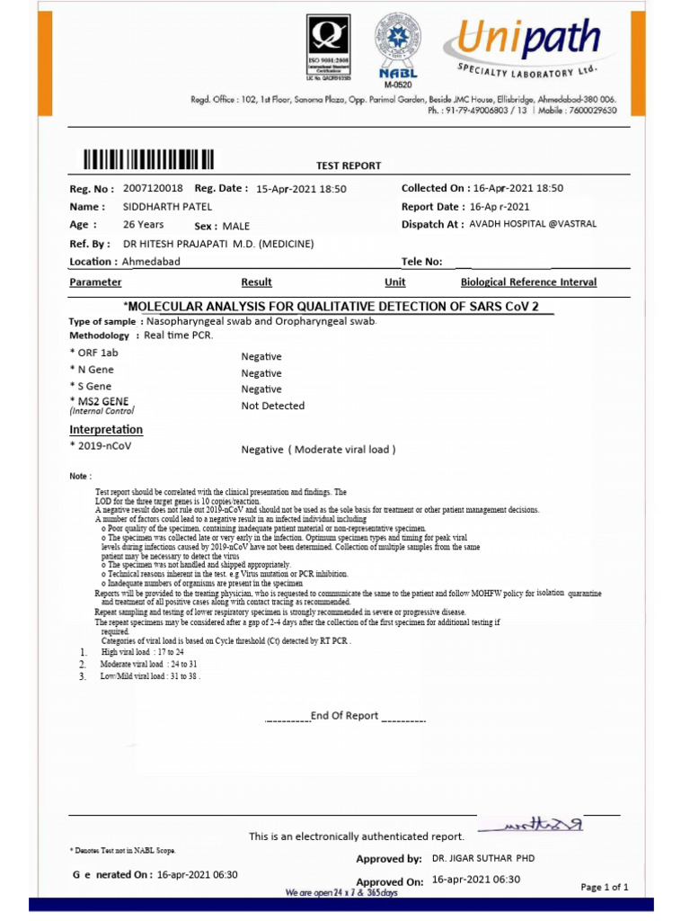 Siddharth RTPCR | PDF