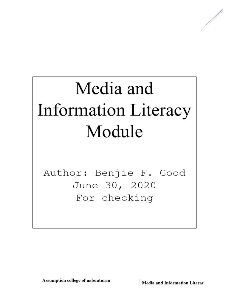 Media And Information Literacy Module Grade 12
