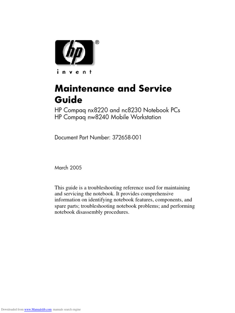 Charnière Droite D'écran Pour HP Compaq NX8220 - Référence HSTNN-104C