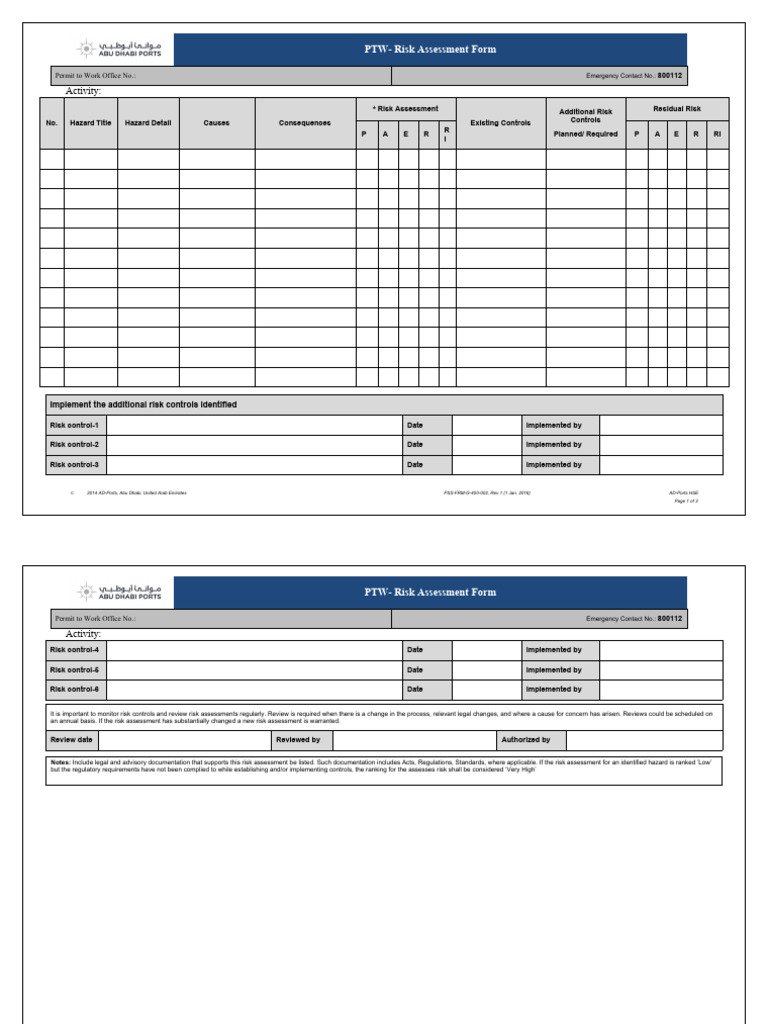 1.3 PTW Risk Assessment | PDF | Risk | Risk Assessment