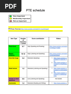 PTE schedule