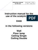 Instruction Manual For The Use of The Scialytic Lamp D400 in The Following Versions Wall Floor Lamp Ceiling Single Ceiling Double