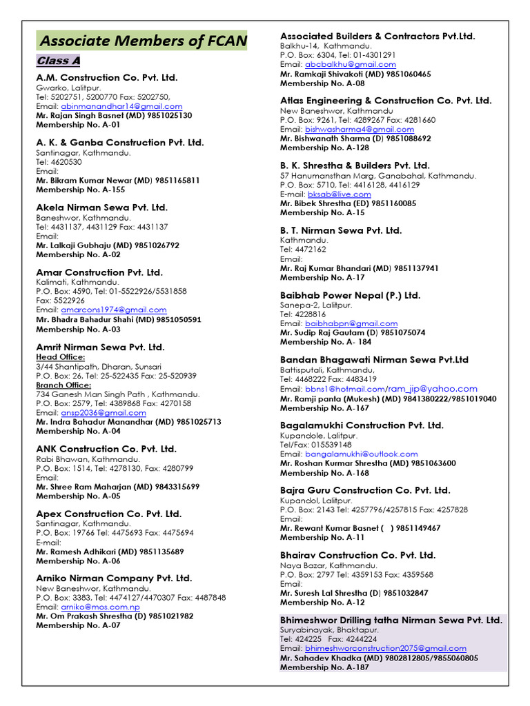 FCAN Associate Members List | PDF