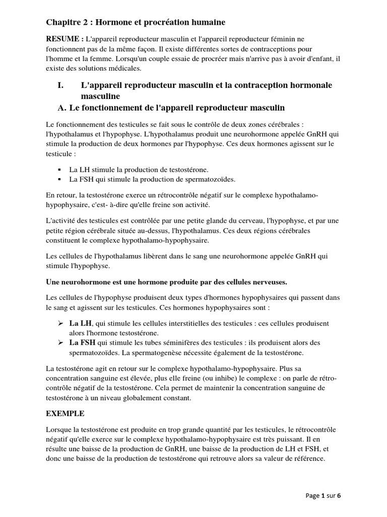 Hormones et procréation humaine | PDF | Hypothalamus | Procréation ...