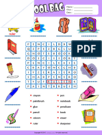 In My Schoolbag Esl Vocabulary Word Search Worksheet For Kids