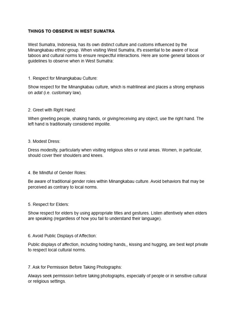 Things to observe in west sumatra pdf human communication