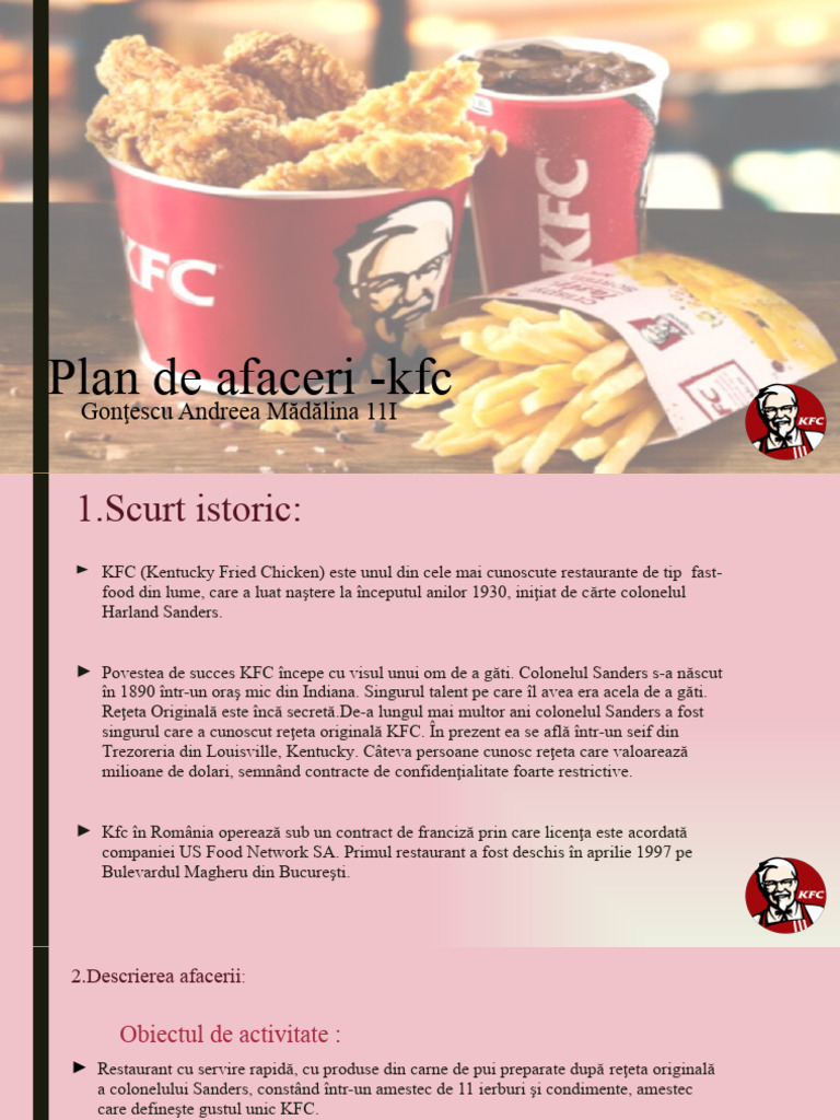 Plan de Afaceri KFC | PDF